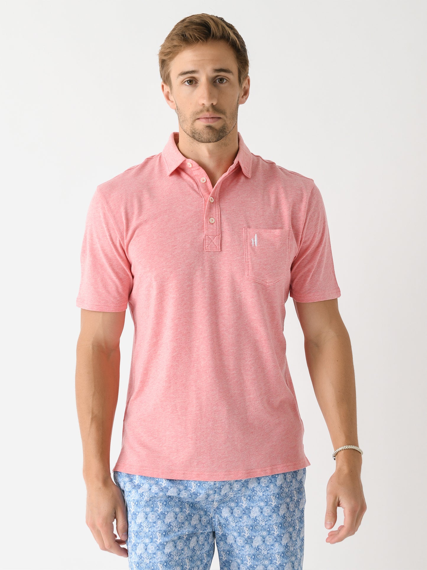 Johnnie-O Men's Heathered 2.0 Original 4-Button Polo - Saint Bernard