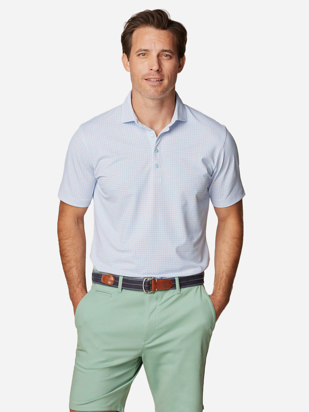 Johnnie-O Men's Gilbert Printed Mesh Performance Polo - Saint Bernard