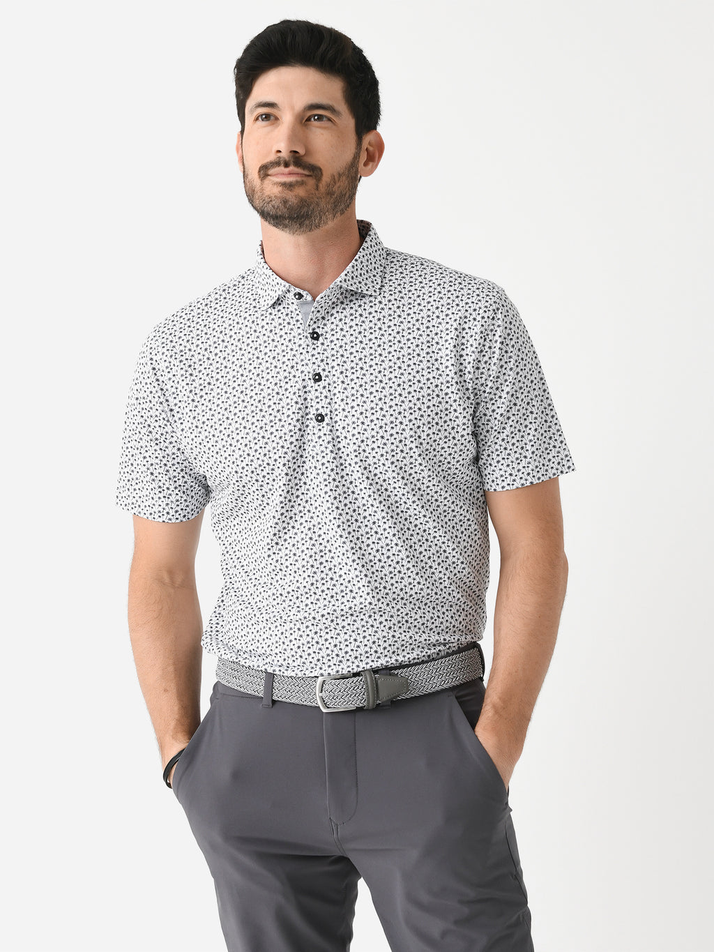 Johnnie-O Men's Kailua Printed Mesh Performance Polo - Saint Bernard