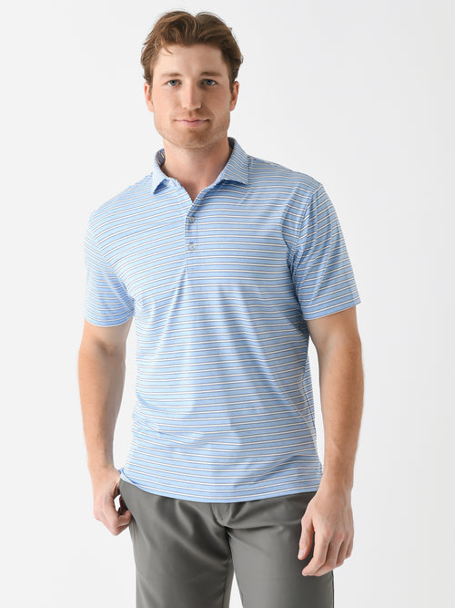 Johnnie-O Men's Thorton Striped Jersey Performance Polo