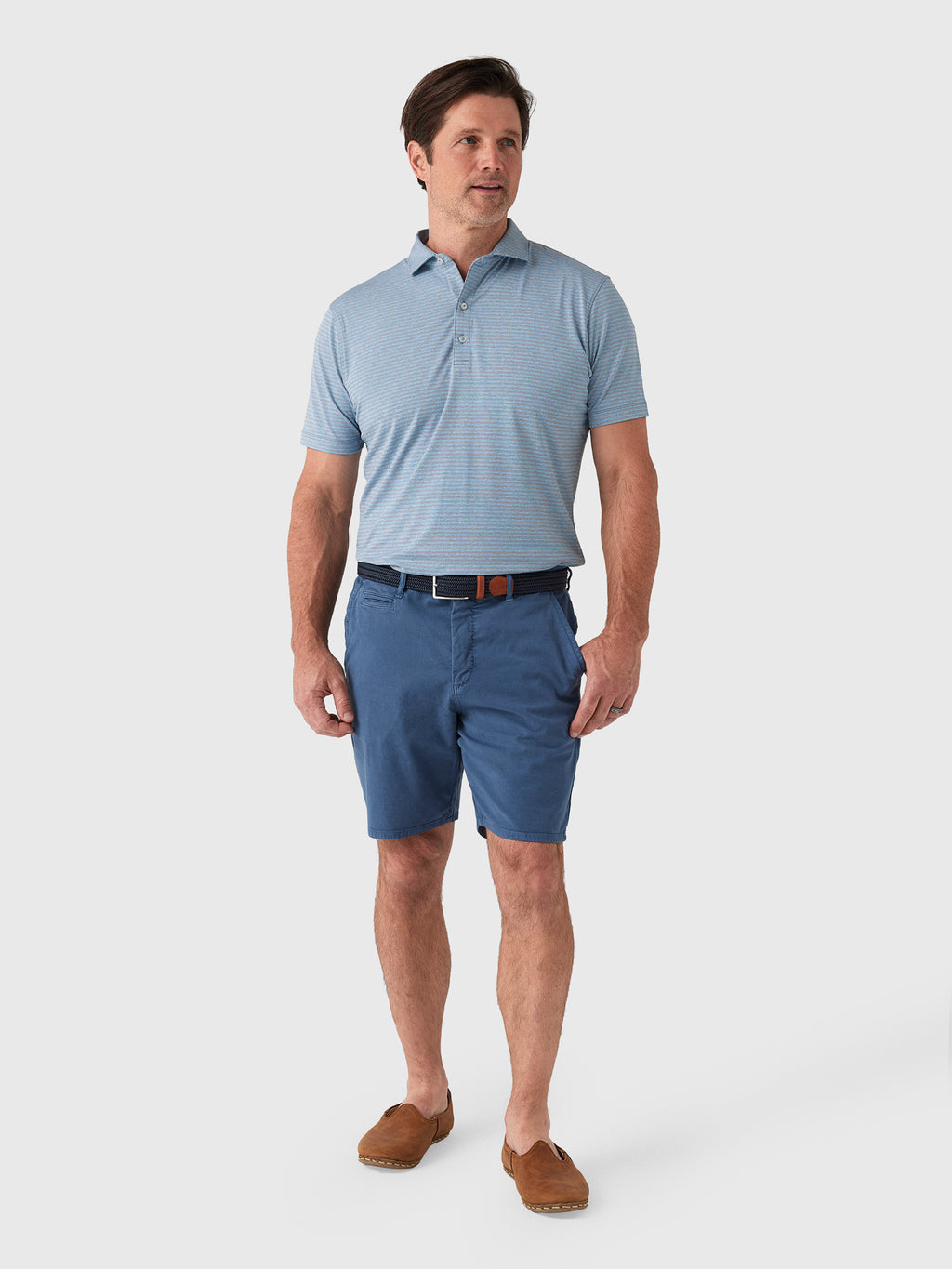 Johnnie-O Men's Michael Stripe Performance Jersey Polo - Saint Bernard