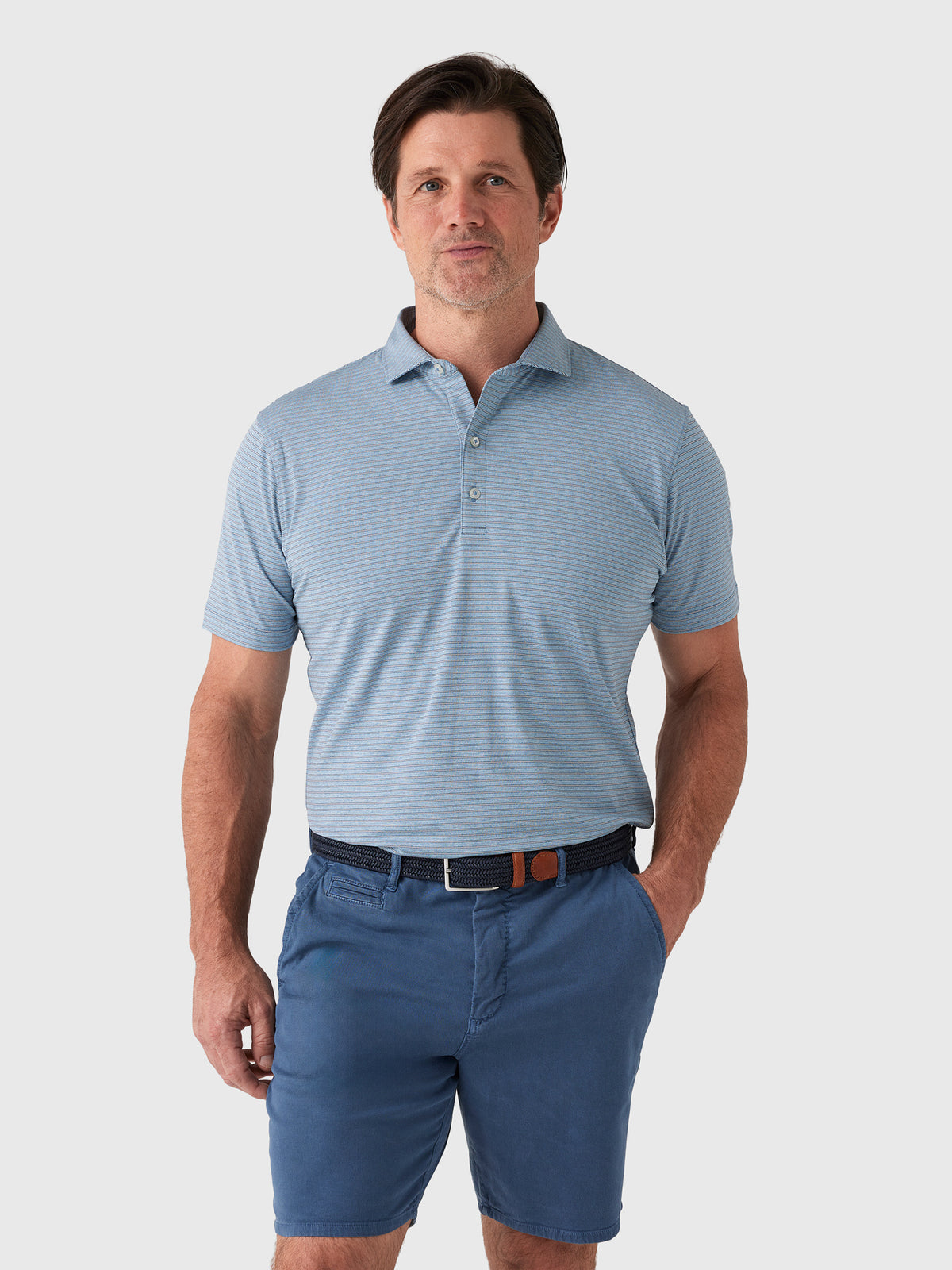 Johnnie-O Men's Michael Stripe Performance Jersey Polo - Saint Bernard