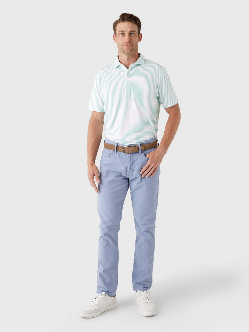 Johnnie-O Men's Michael Stripe Performance Jersey Polo - Saint Bernard