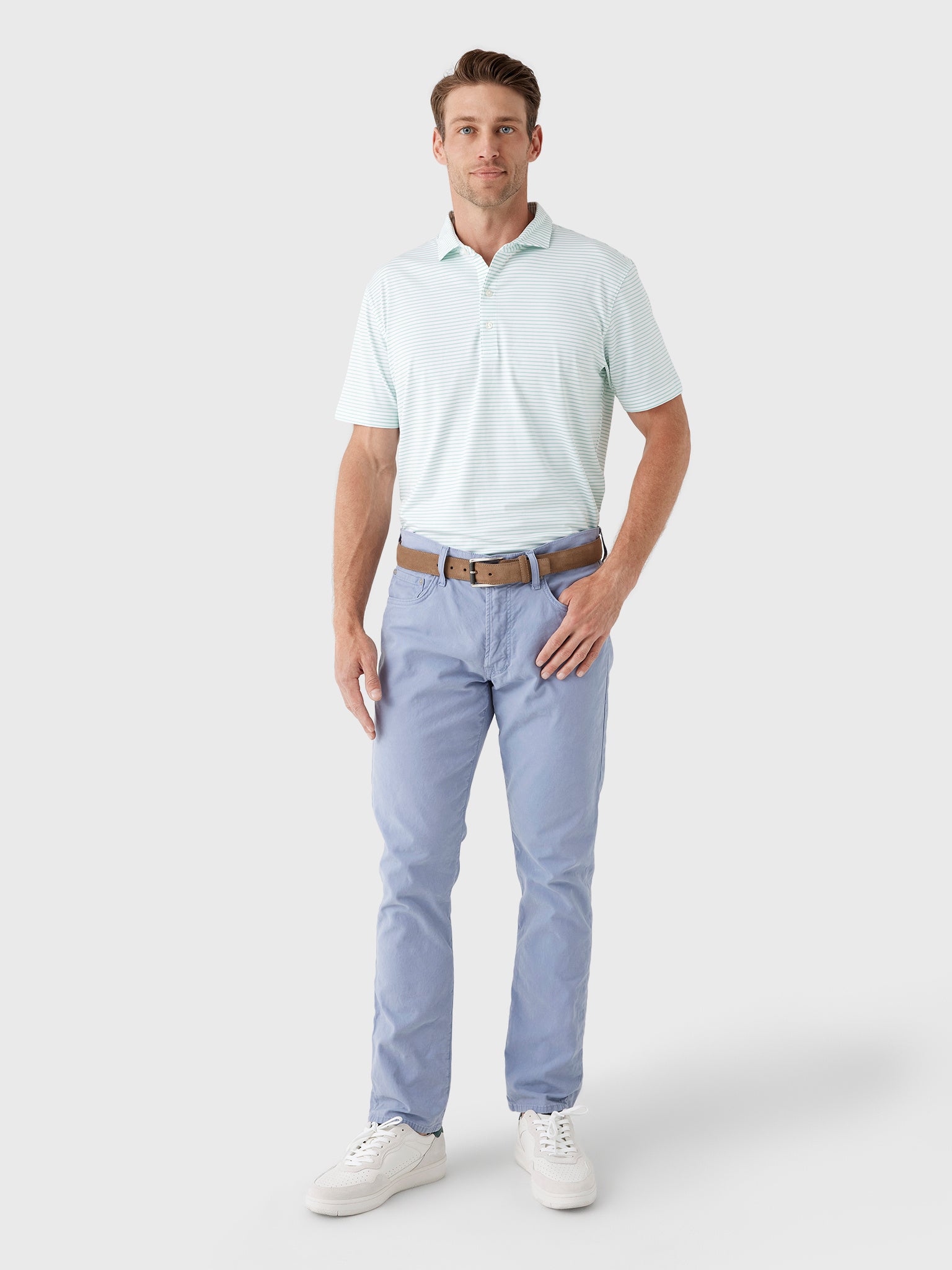 Johnnie-O Men's Michael Stripe Performance Jersey Polo - Saint Bernard