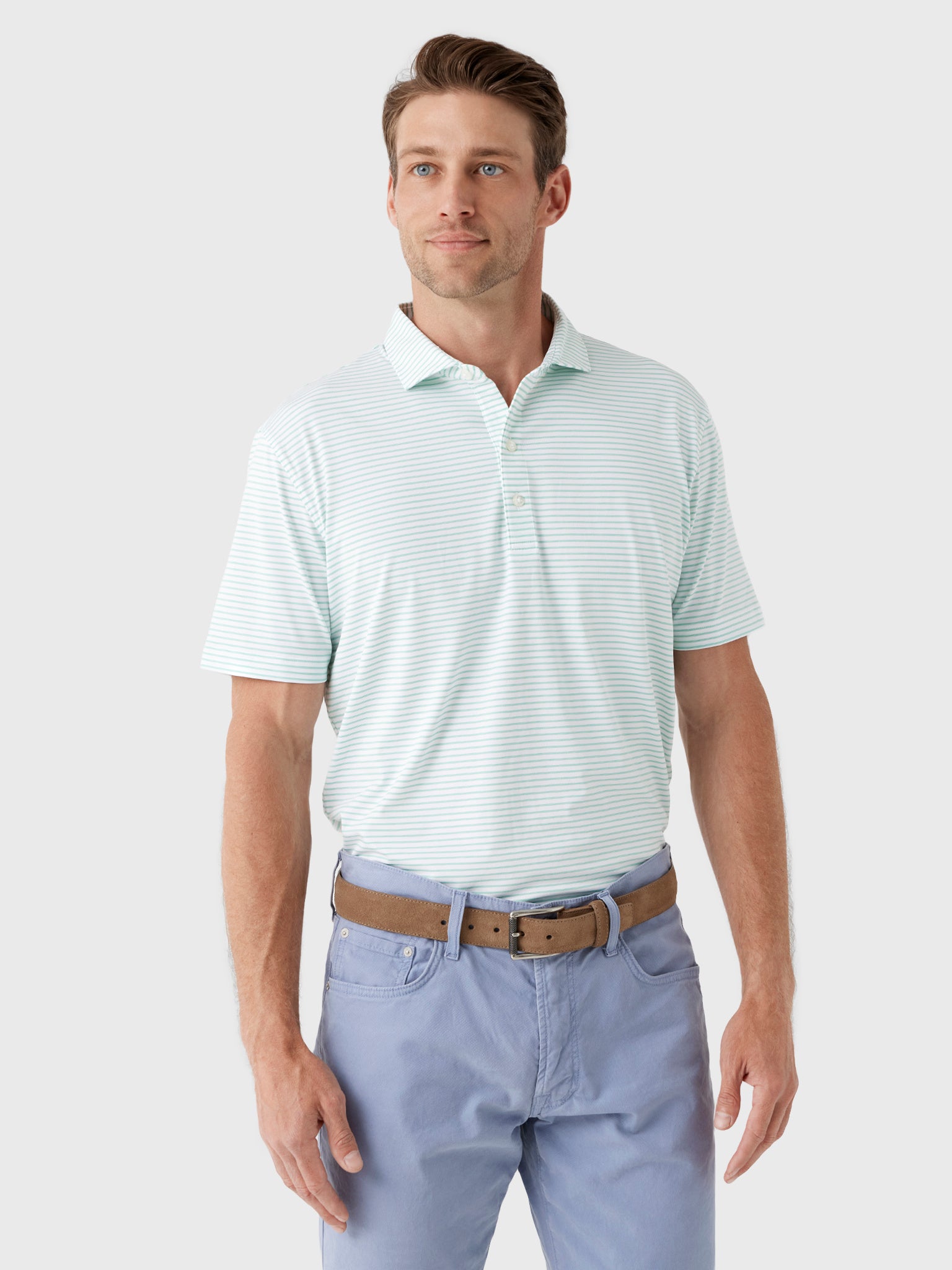 Johnnie-O Men's Michael Stripe Performance Jersey Polo - Saint Bernard