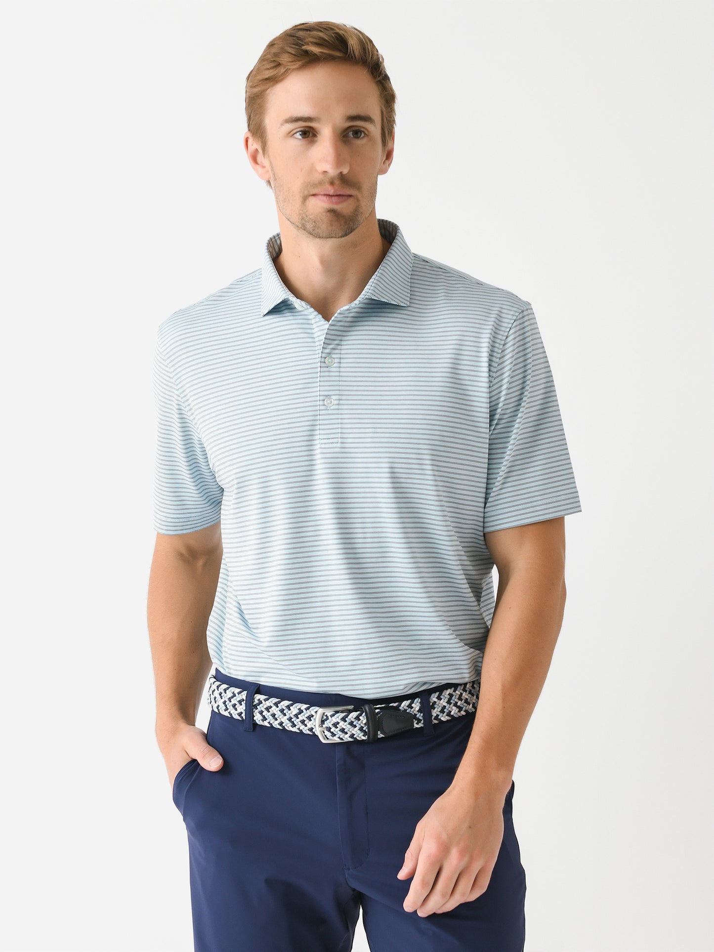Johnnie-O Men's Michael Striped Jersey Performance Polo