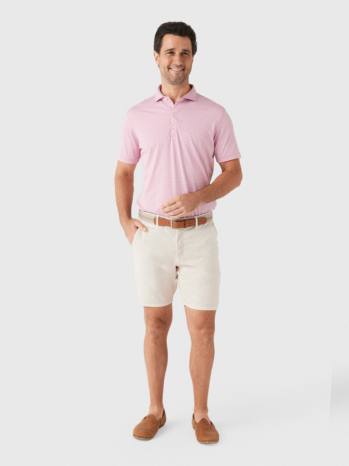 Johnnie-O Men's Michael Stripe Performance Jersey Polo - Saint Bernard