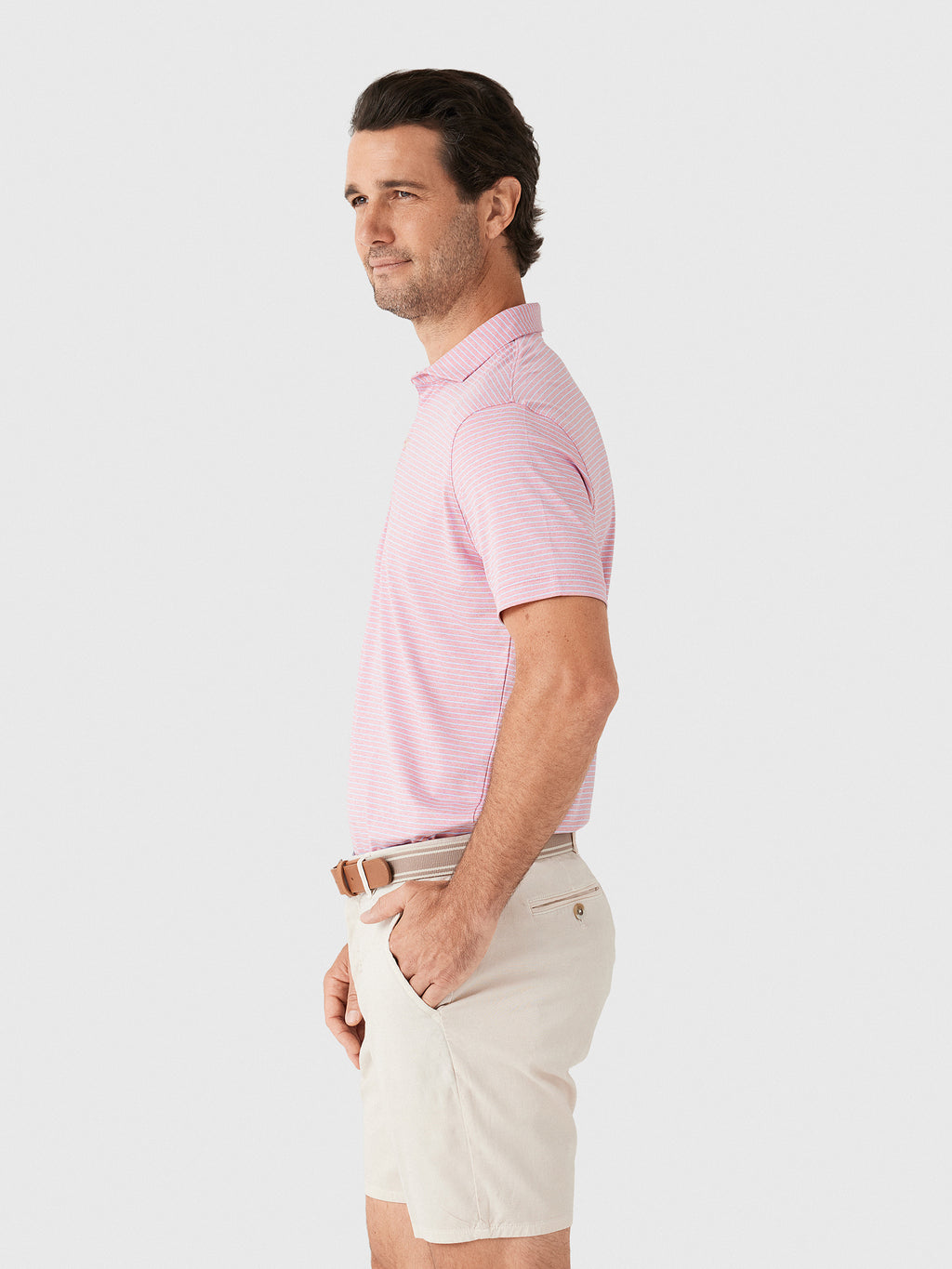 Johnnie-O Men's Michael Stripe Performance Jersey Polo - Saint Bernard