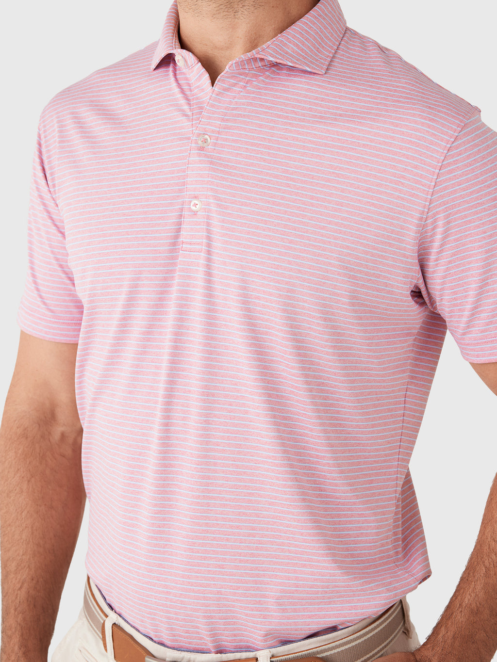 Johnnie-O Men's Michael Stripe Performance Jersey Polo - Saint Bernard