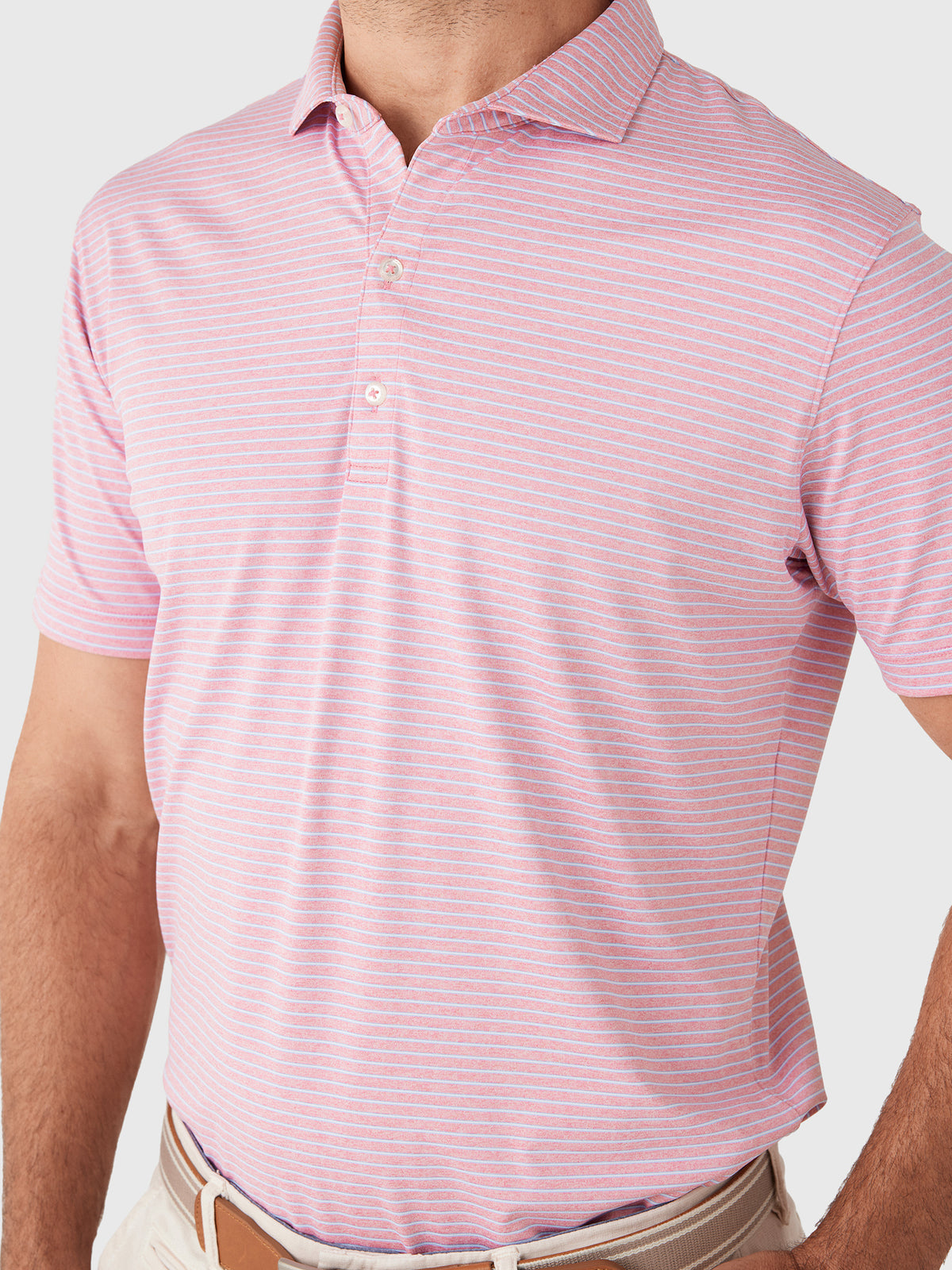 Johnnie-O Men's Michael Stripe Performance Jersey Polo - Saint Bernard