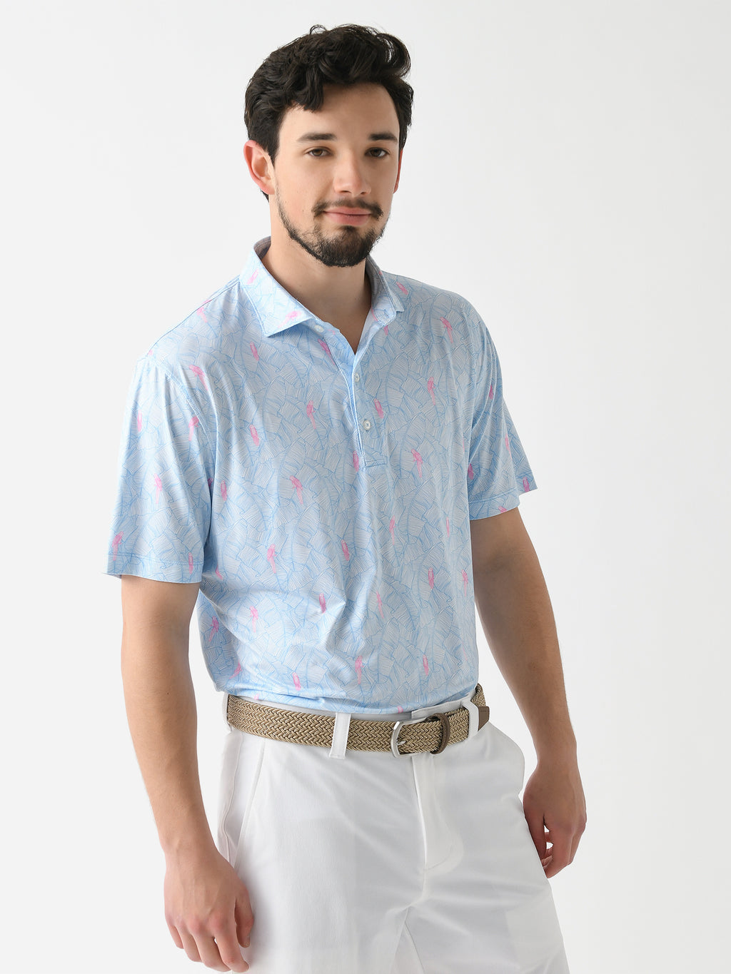 Johnnie-O Men's Regis Printed Featherweight Performance Polo - Saint Bernard