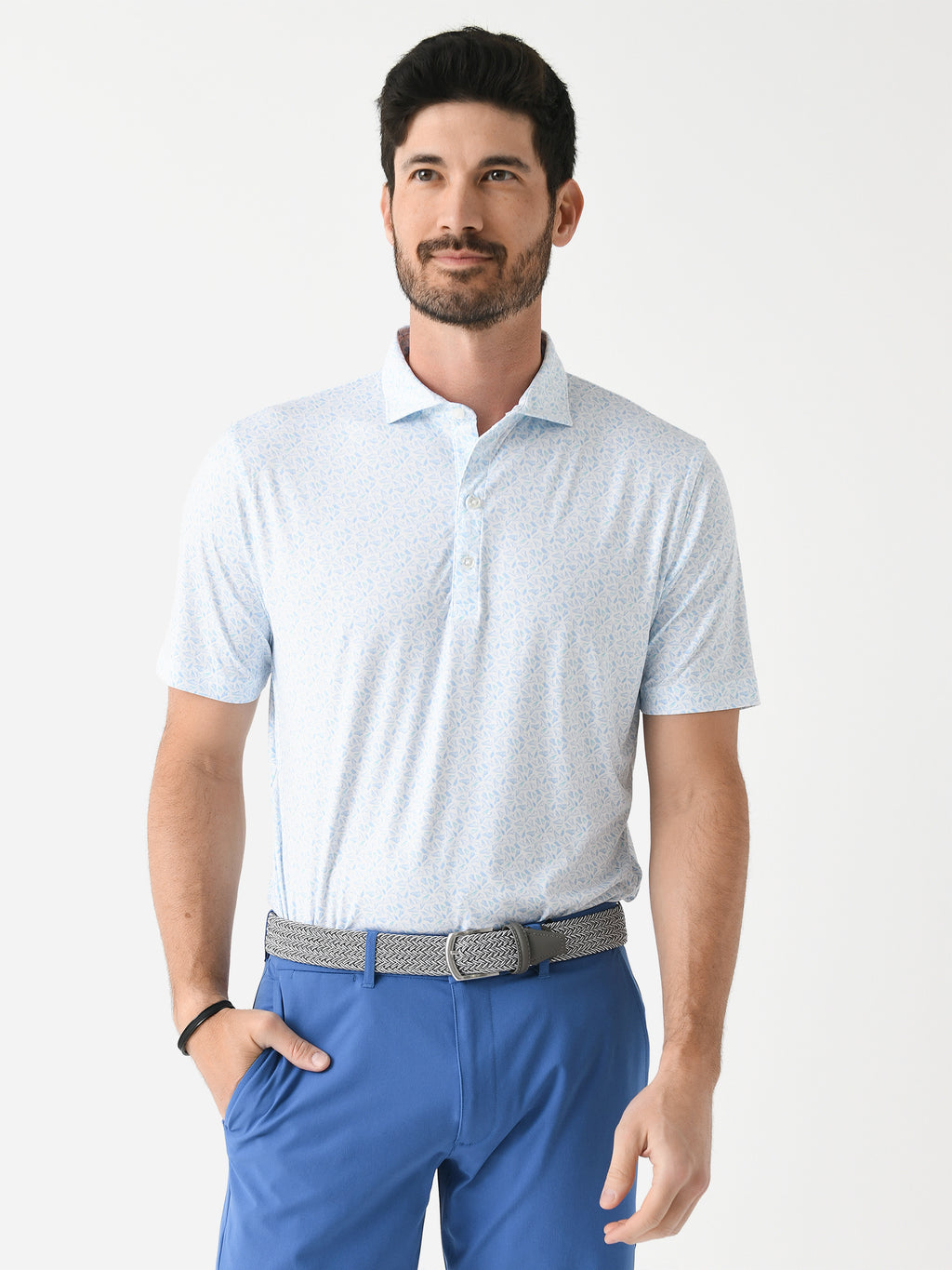 Johnnie-O Men's Sneaks Printed Featherweight Performance Polo - Saint Bernard