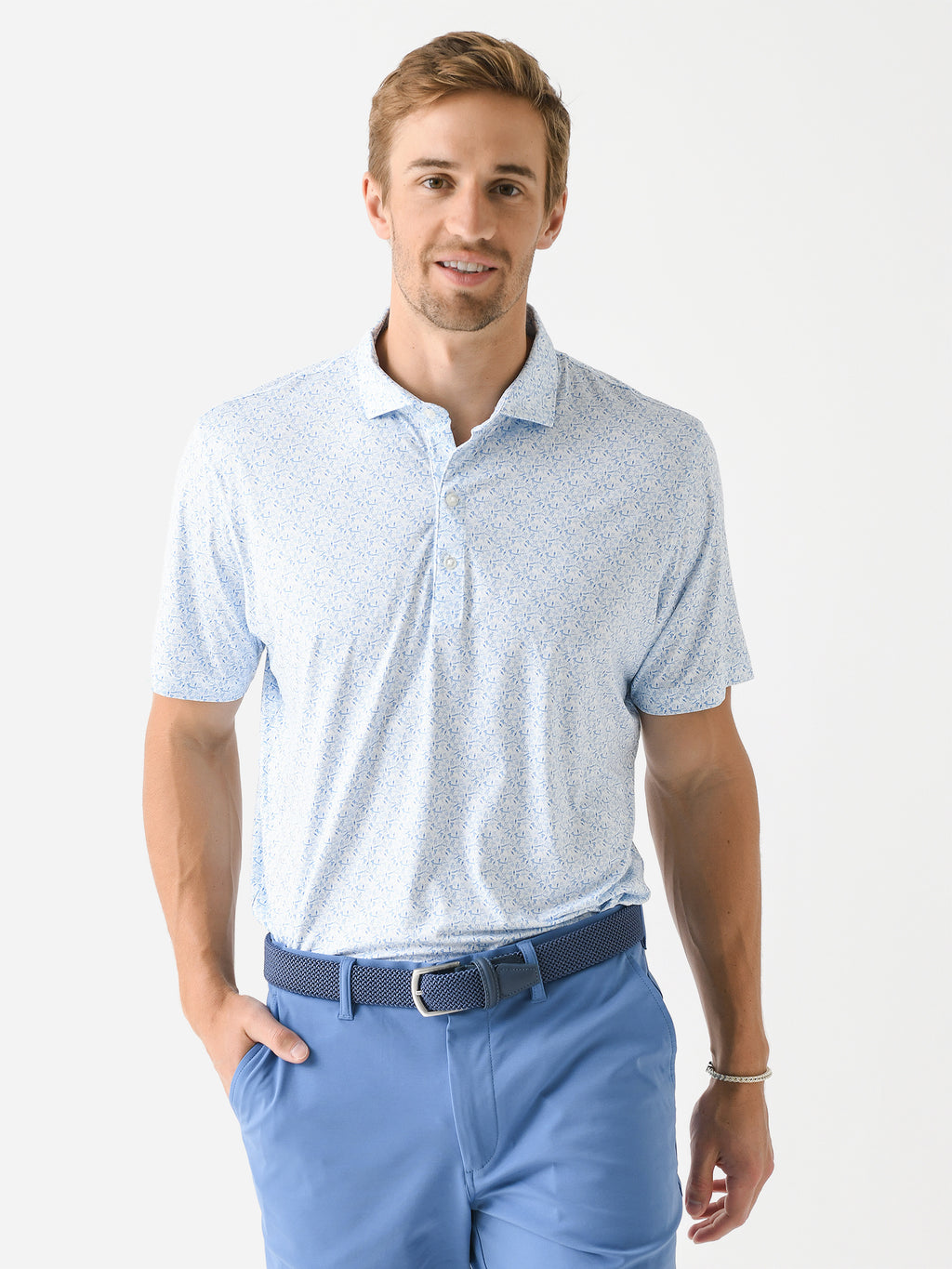 Johnnie-O Men's I Never Slice Printed Featherweight Performance Polo - Saint Bernard