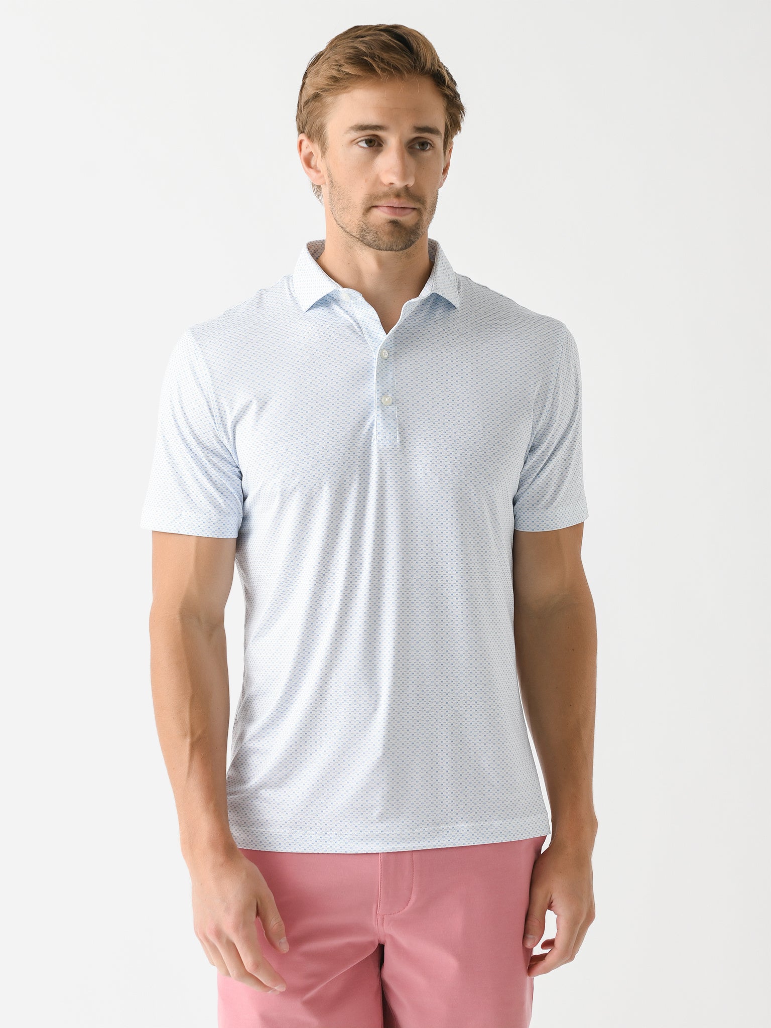 Johnnie-O Men's Kelso Printed Featherweight Performance Polo - Saint Bernard