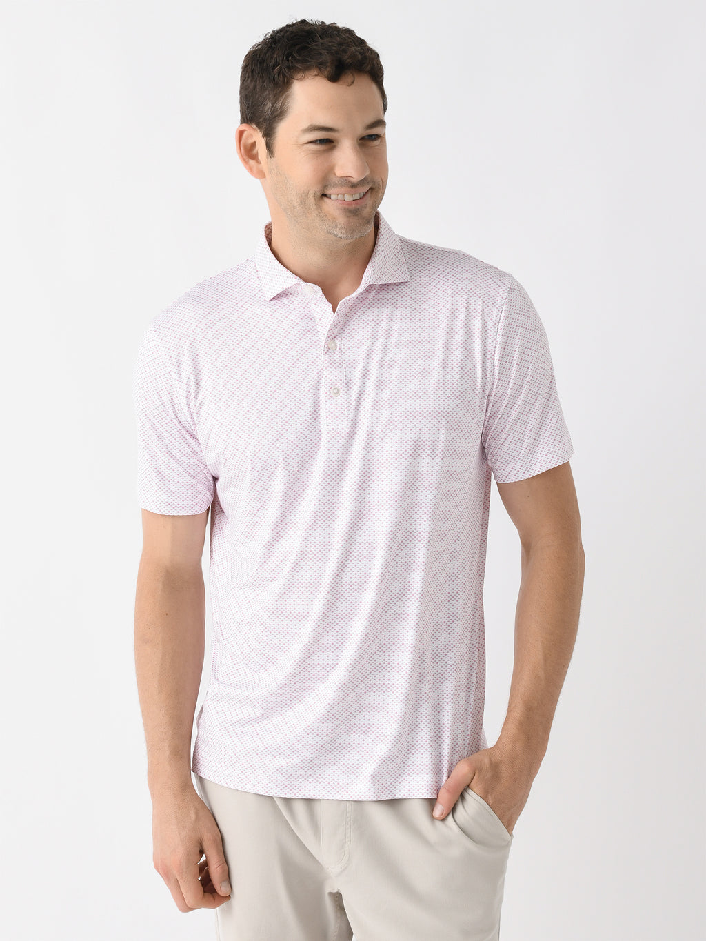 Johnnie-O Men's Kelso Printed Featherweight Performance Polo - Saint Bernard