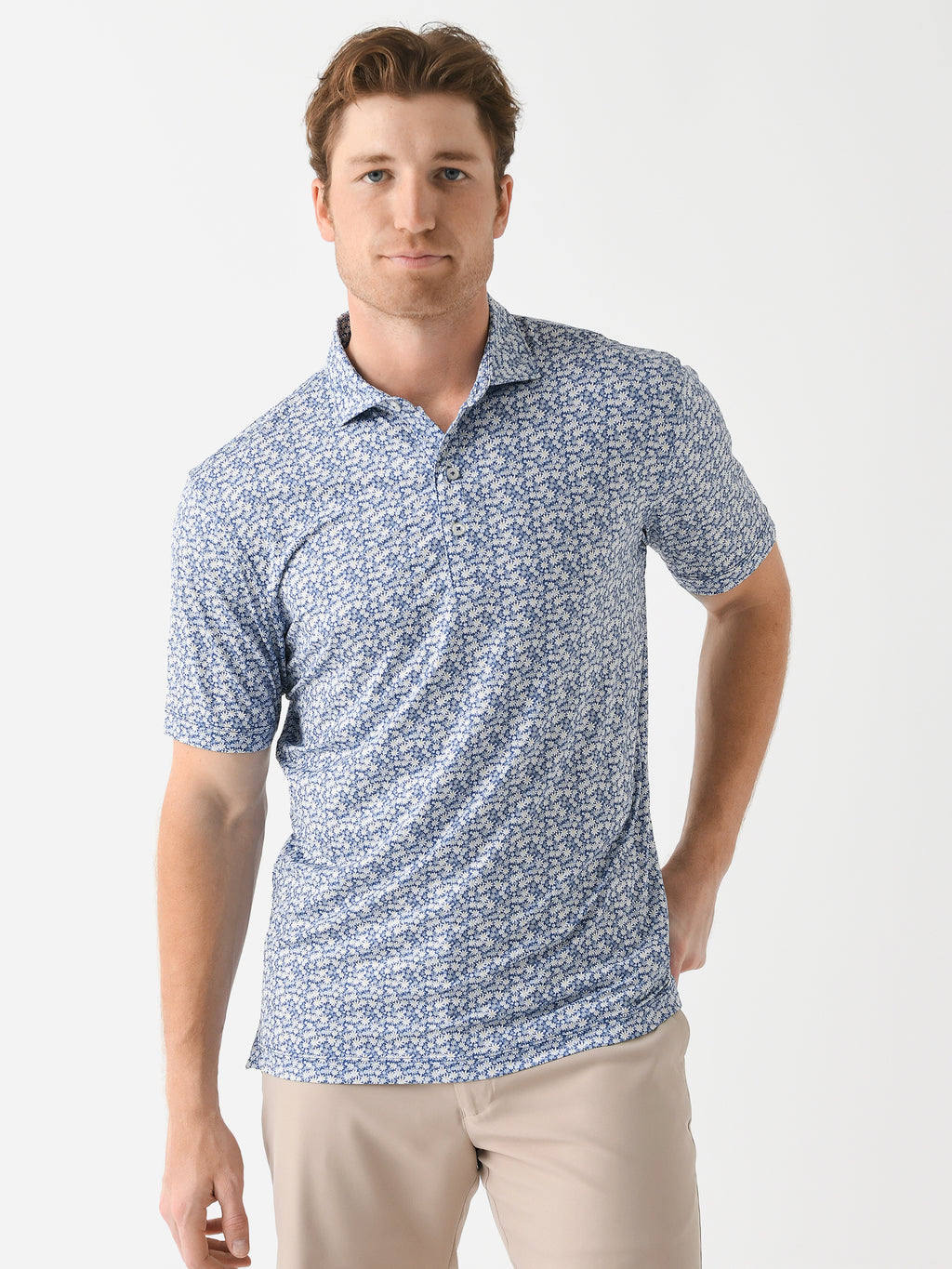Johnnie-O Men's Alston Printed Featherweight Performance Polo - Saint Bernard