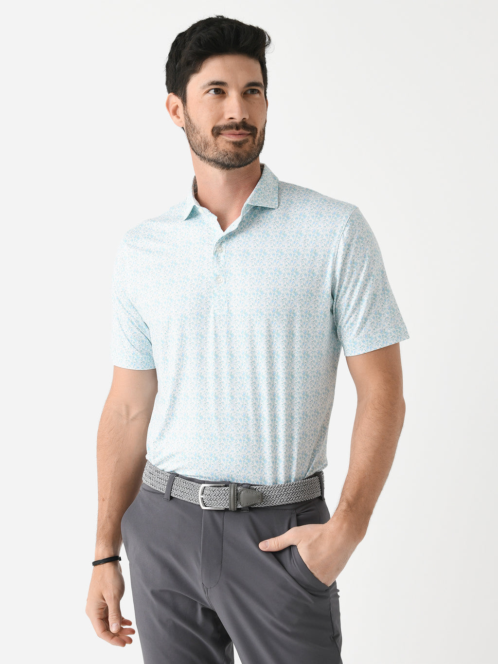 Johnnie-O Men's Kilmer Printed Featherweight Performance Polo - Saint Bernard