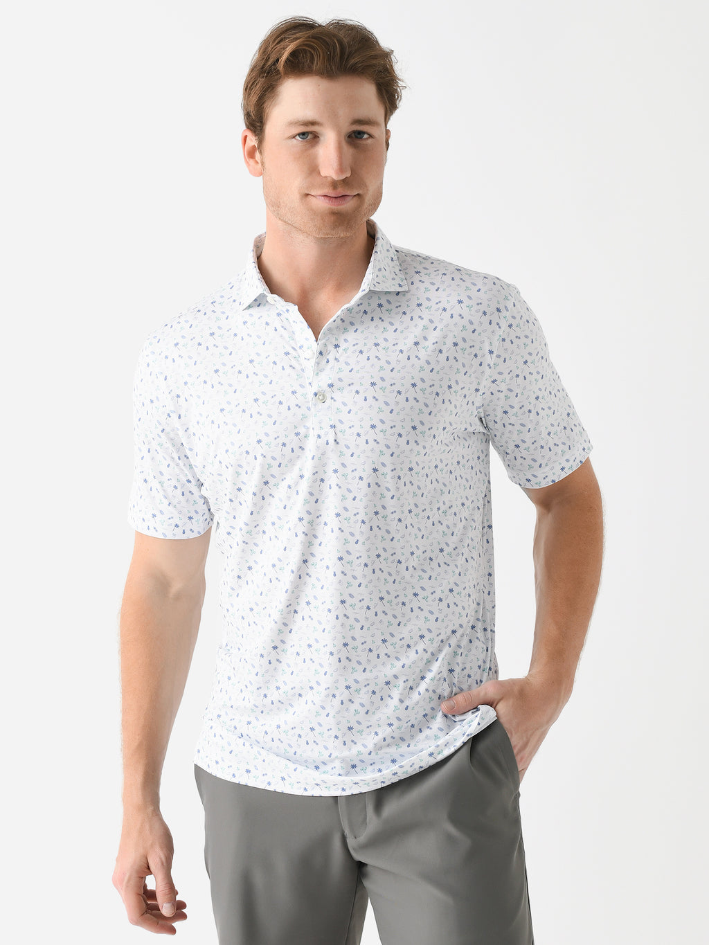 Johnnie-O Men's Oceano Printed Featherweight Performance Polo - Saint Bernard