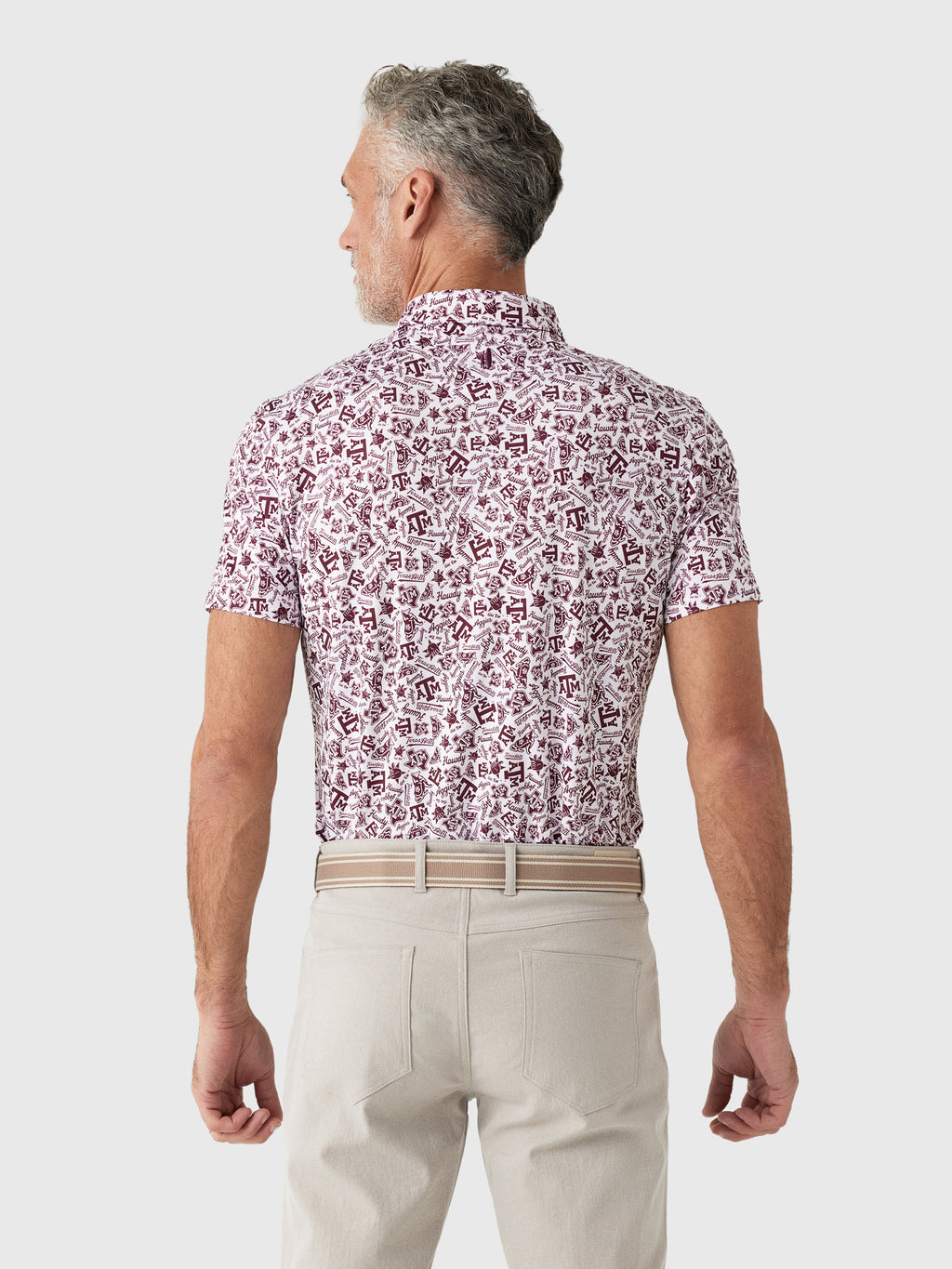 Johnnie-O Men's Texas A&M Galvin Performance Jersey Printed Polo - Saint Bernard