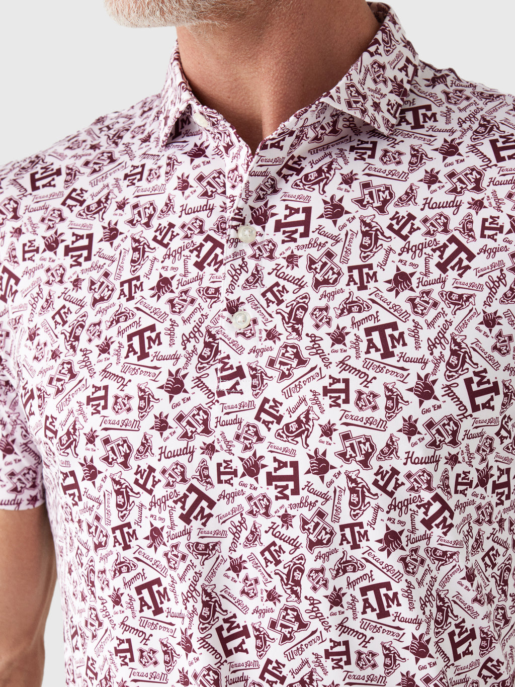 Johnnie-O Men's Texas A&M Galvin Performance Jersey Printed Polo - Saint Bernard