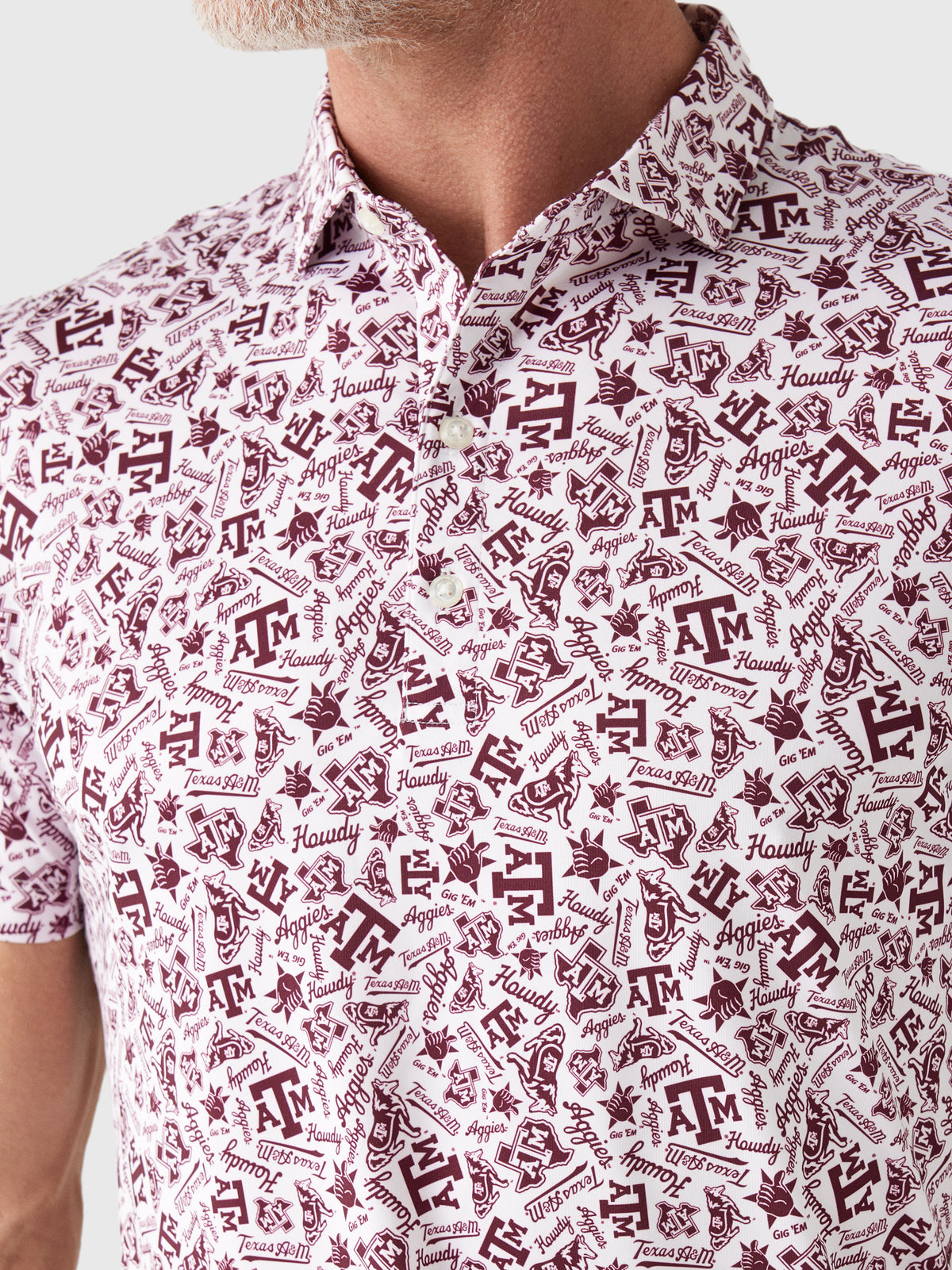 Johnnie-O Men's Texas A&M Galvin Performance Jersey Printed Polo - Saint Bernard
