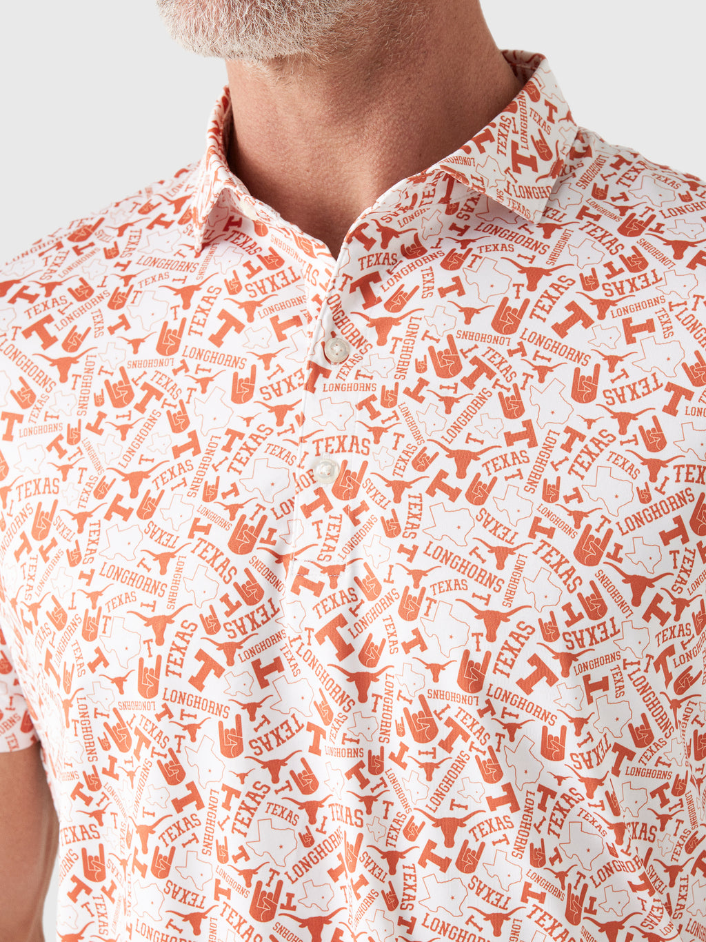 Johnnie-O Men's University of Texas Galvin Performance Jersey Printed Polo - Saint Bernard