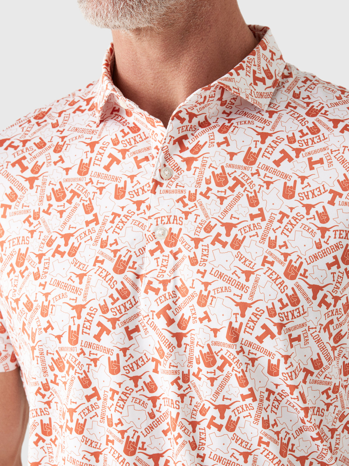 Johnnie-O Men's University of Texas Galvin Performance Jersey Printed Polo - Saint Bernard