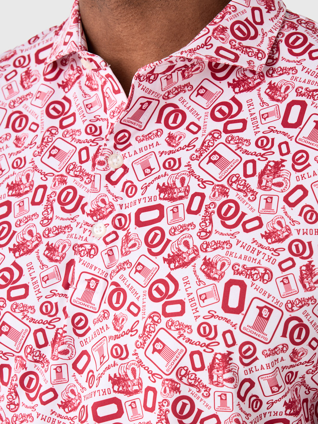 Johnnie-O Men's University of Oklahoma Galvin Performance Jersey Printed Polo - Saint Bernard