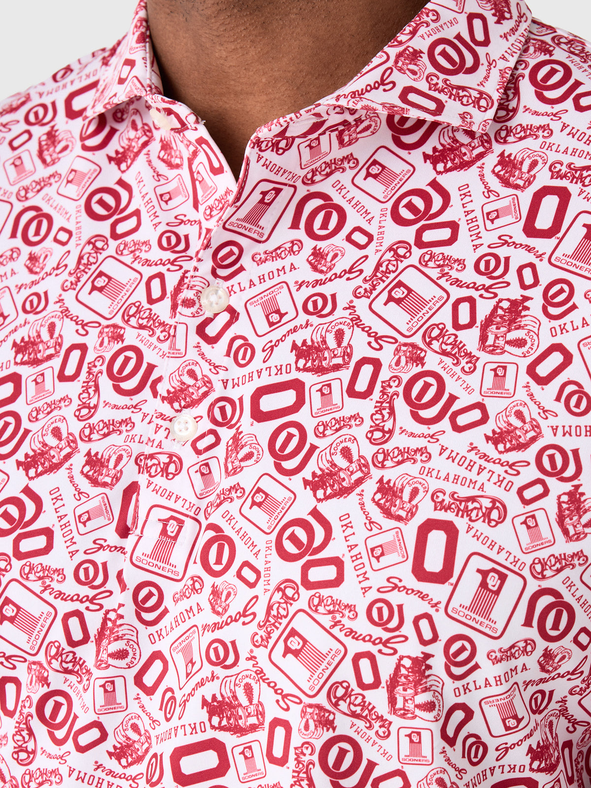 Johnnie-O Men's University of Oklahoma Galvin Performance Jersey Printed Polo - Saint Bernard