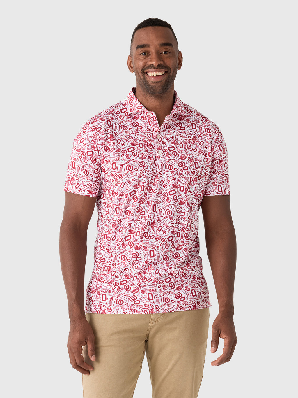 Johnnie-O Men's University of Oklahoma Galvin Performance Jersey Printed Polo - Saint Bernard