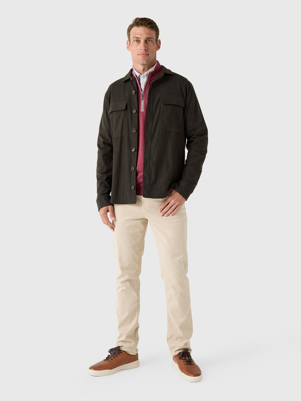 Johnnie-O Men's Brushed Shacket - Saint Bernard