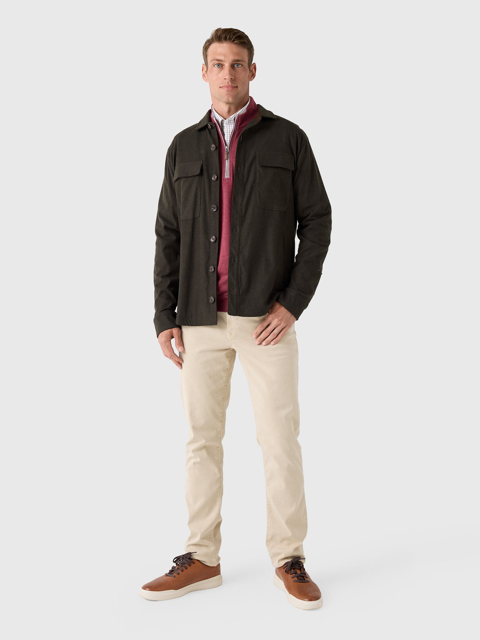Johnnie-O Men's Brushed Shacket - Saint Bernard