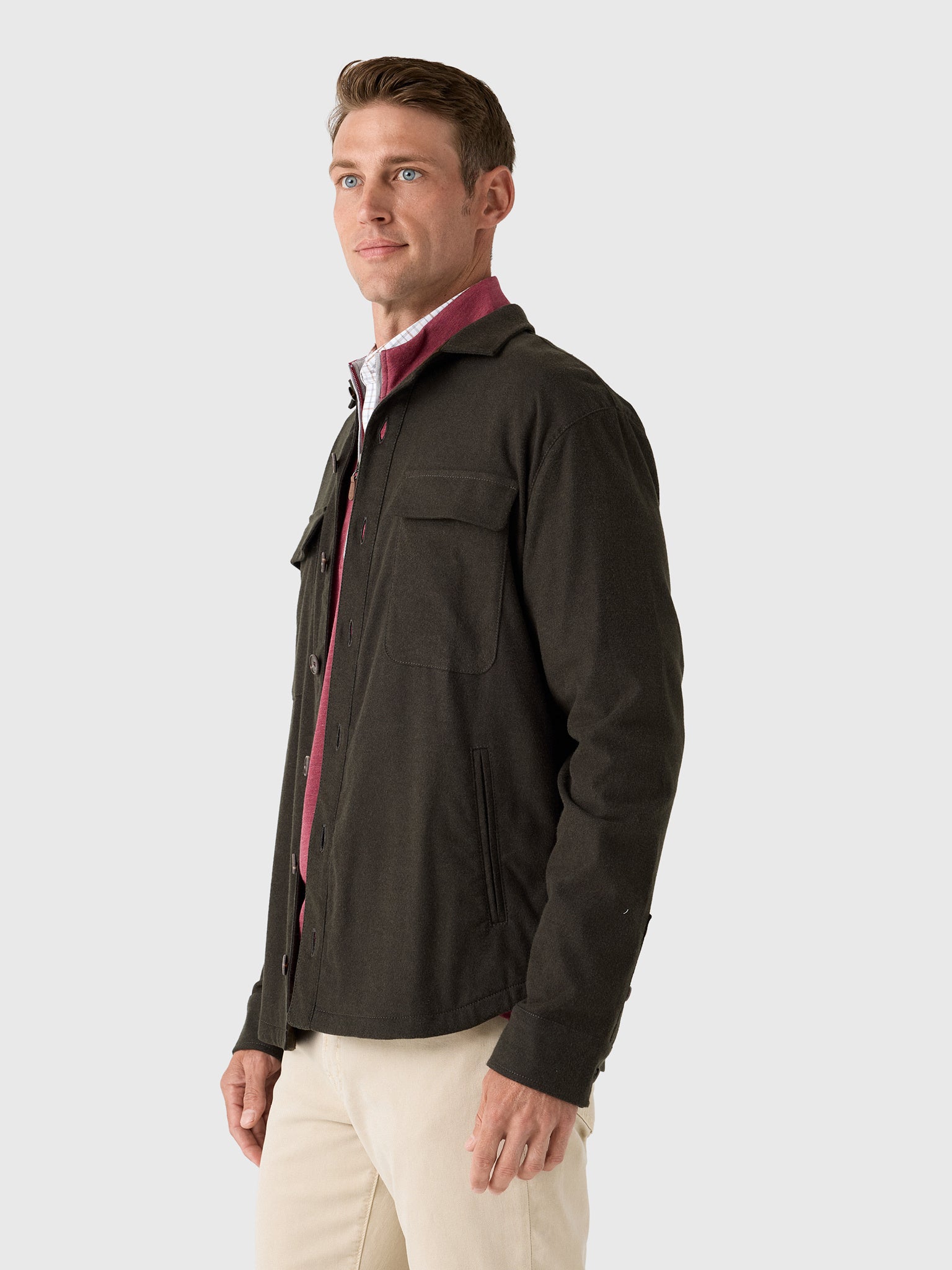 Johnnie-O Men's Brushed Shacket - Saint Bernard