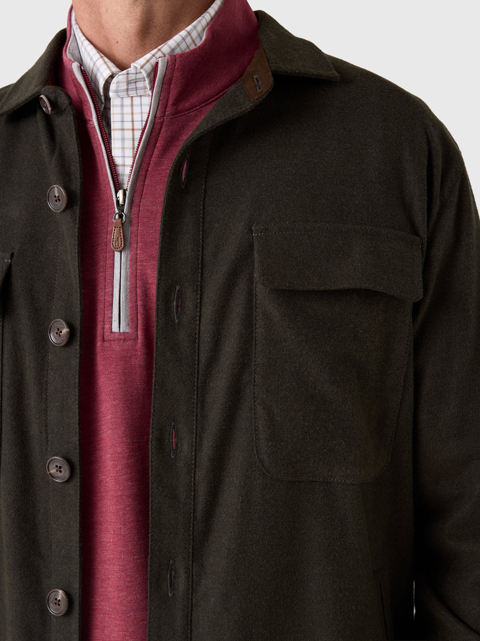 Johnnie-O Men's Brushed Shacket - Saint Bernard