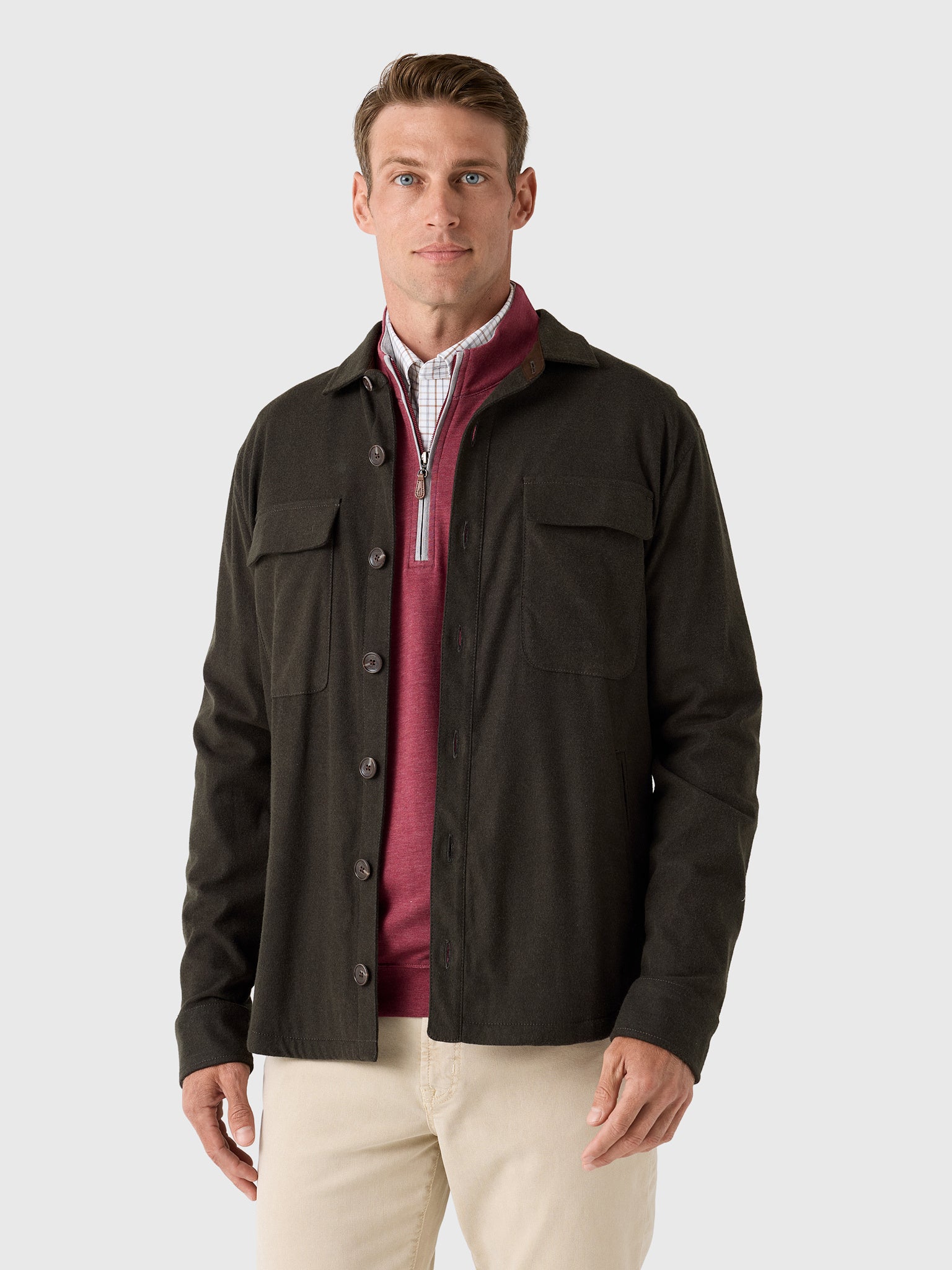 Johnnie-O Men's Brushed Shacket - Saint Bernard