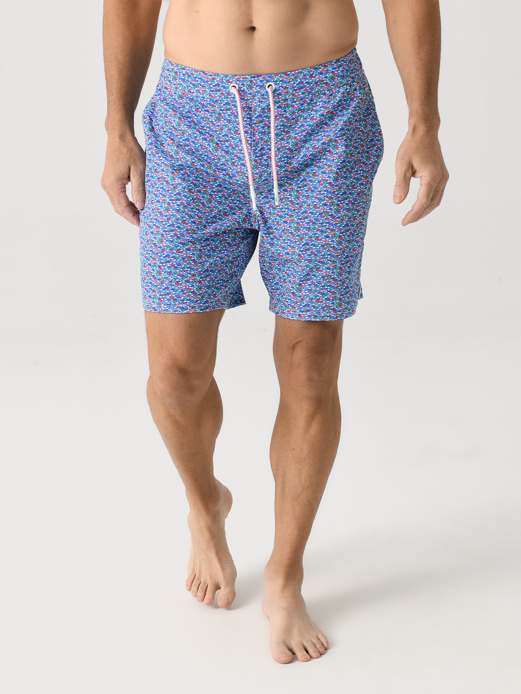 Johnnie-O Men's Red Fin Blue Fin Swim Trunk - Saint Bernard