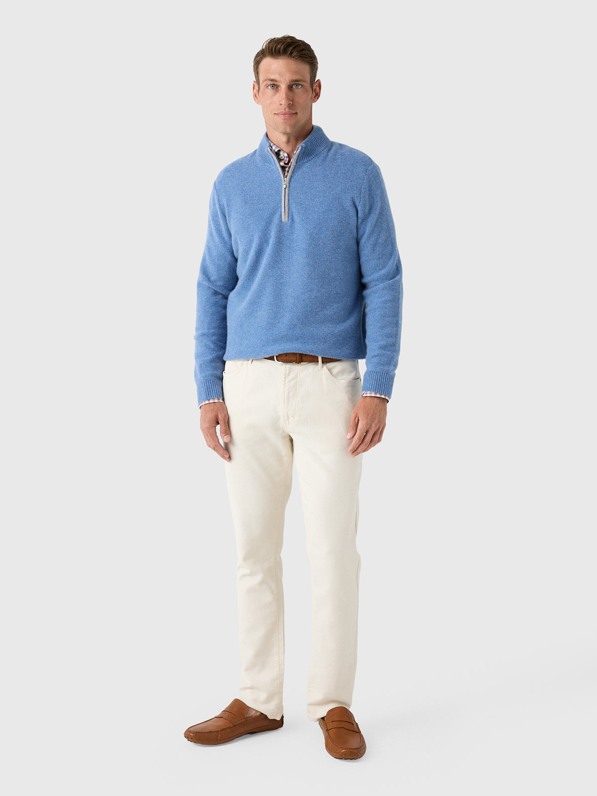 Johnnie-O Men's Cashmere Quarter-Zip Pullover - Saint Bernard