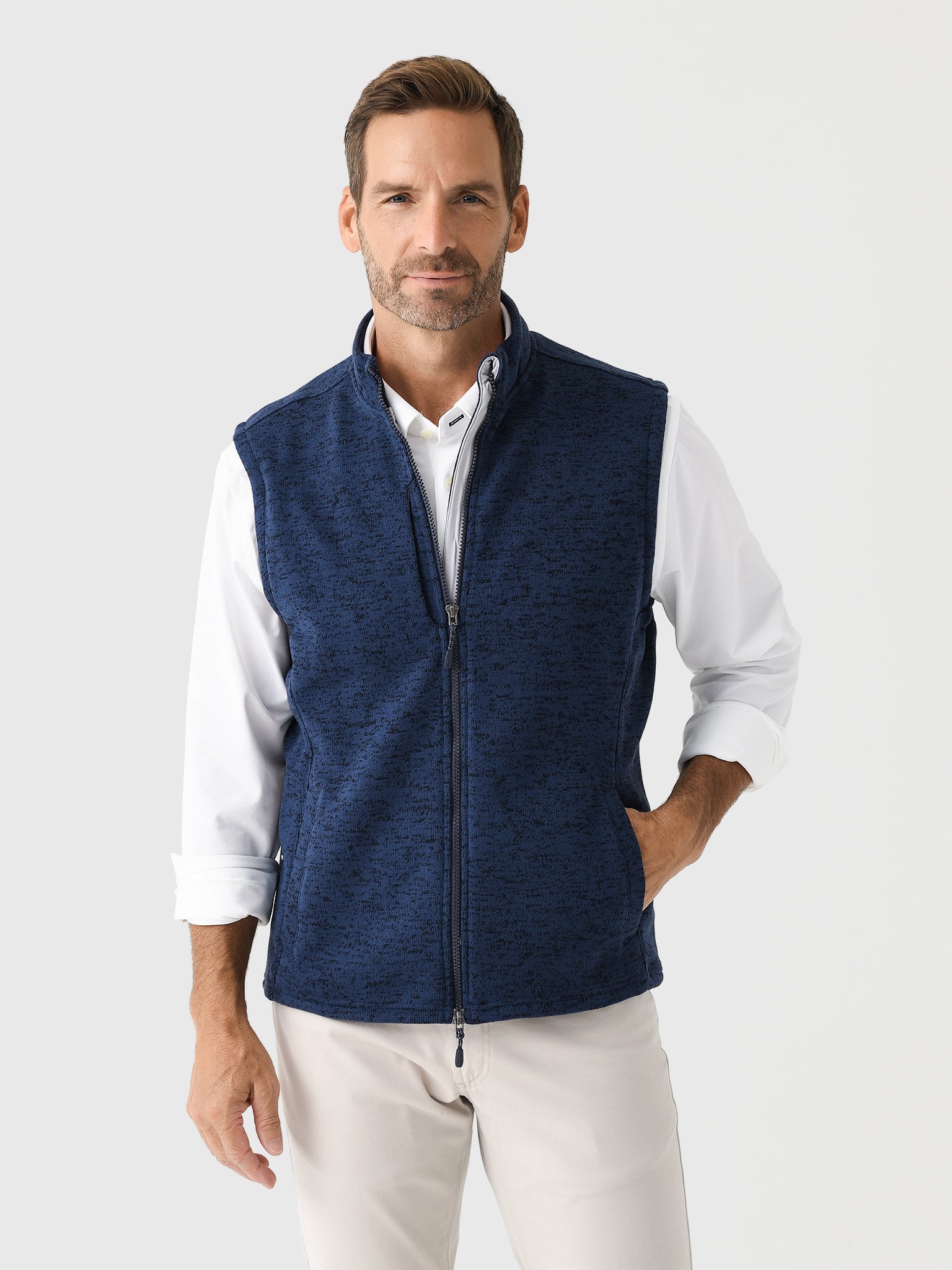 Johnnie-O Men's Denalis Double Zip Fleece Vest - Saint Bernard