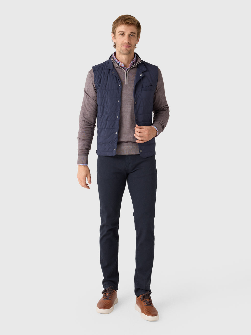 Johnnie-O Men's Bauer Snap Front Quilted Vest - Saint Bernard
