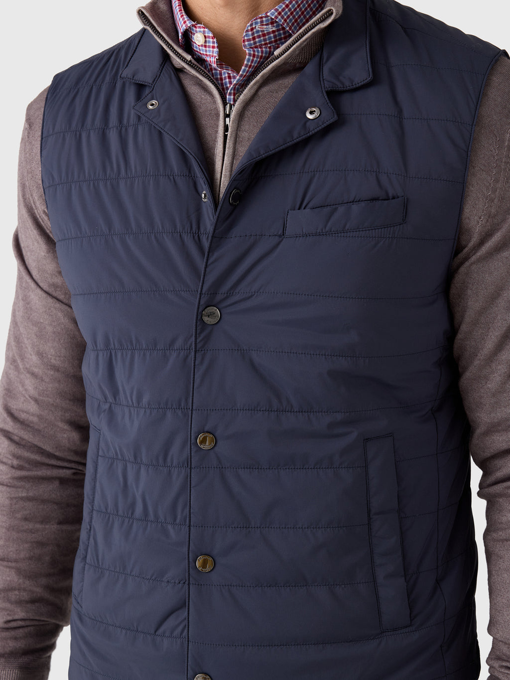 Johnnie-O Men's Bauer Snap Front Quilted Vest - Saint Bernard