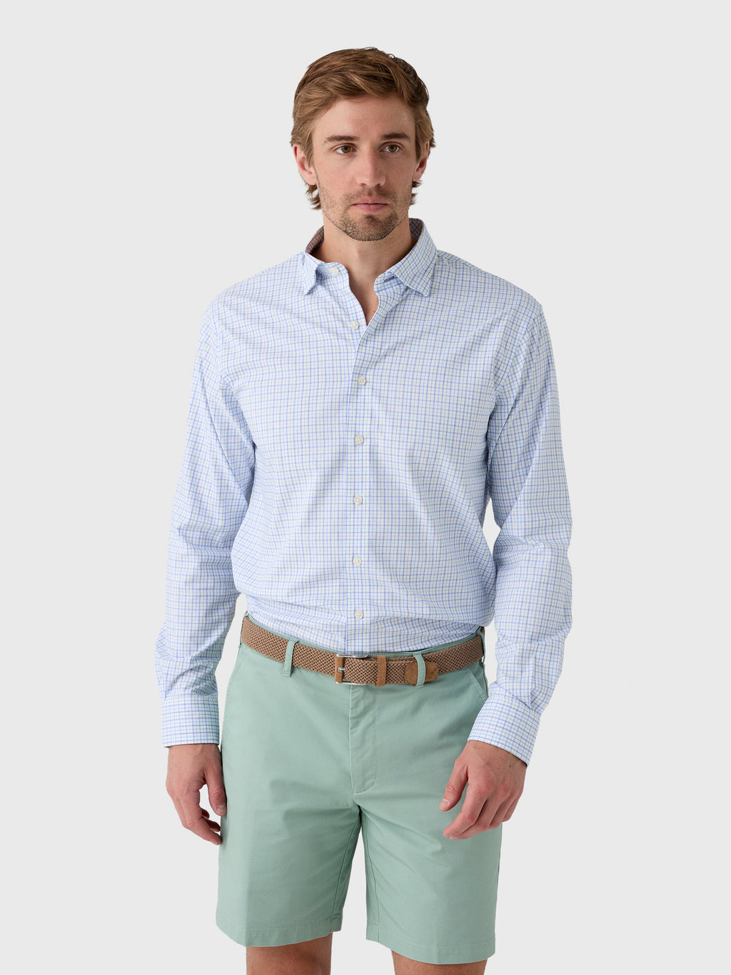 Johnnie-O Men's Briney Tattersall Everyday Performance Button-Down Shirt - Saint Bernard