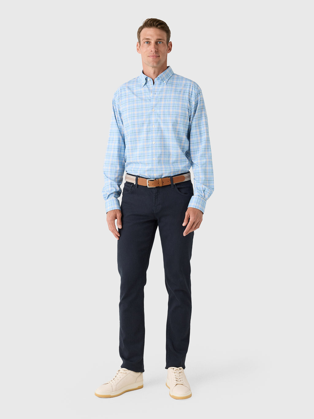 Johnnie-O Men's Basswood Plaid Performance Button-Down Shirt