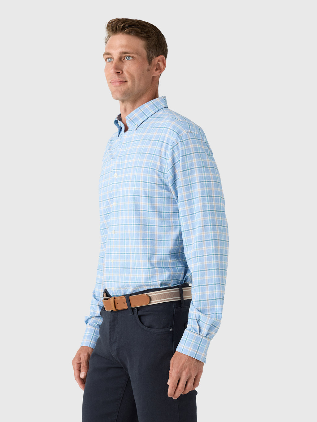Johnnie-O Men's Basswood Plaid Performance Button-Down Shirt