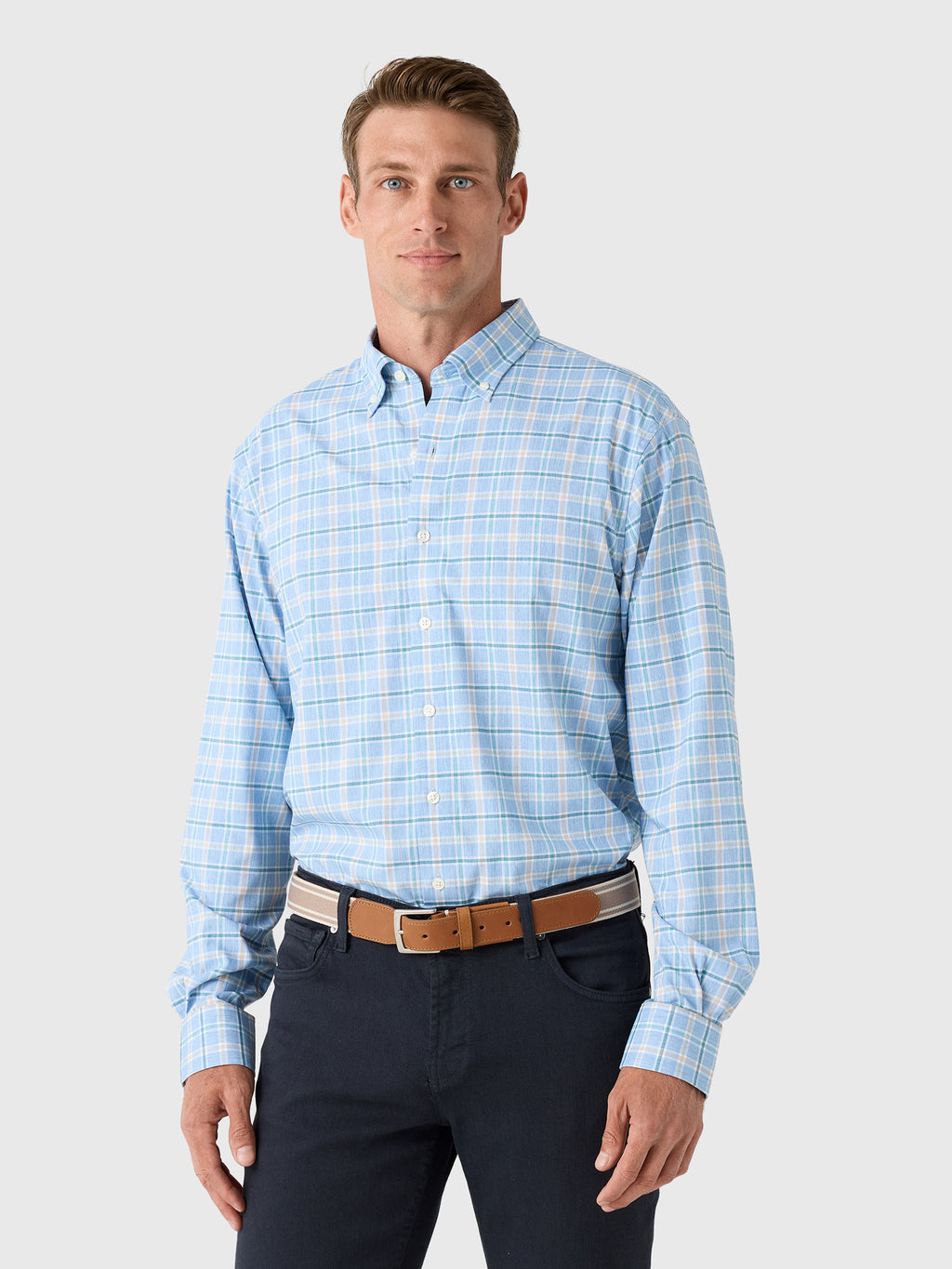 Johnnie-O Men's Basswood Plaid Performance Button-Down Shirt