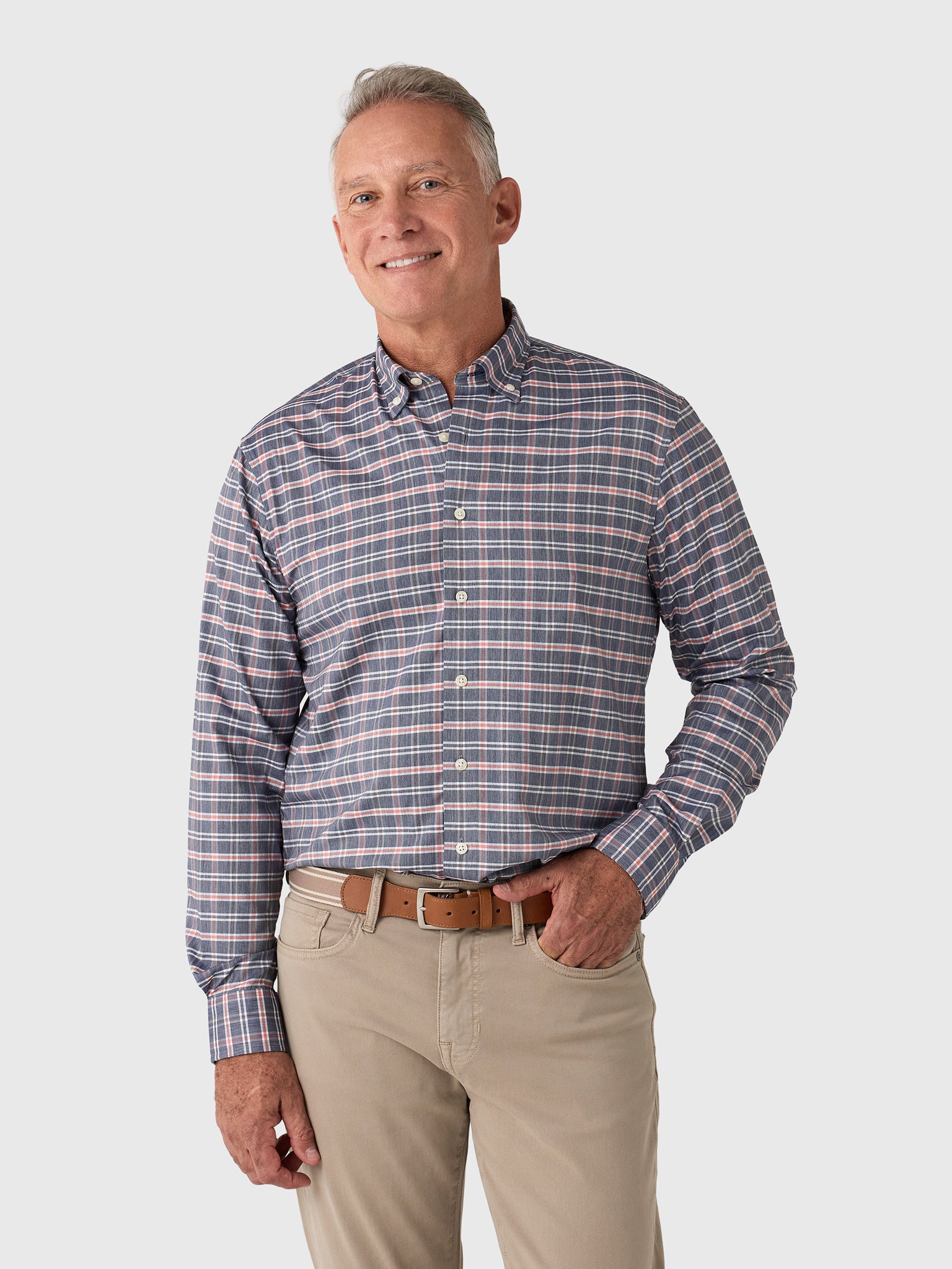 Johnnie-O Men's Basswood Plaid Performance Button-Down Shirt - Saint Bernard