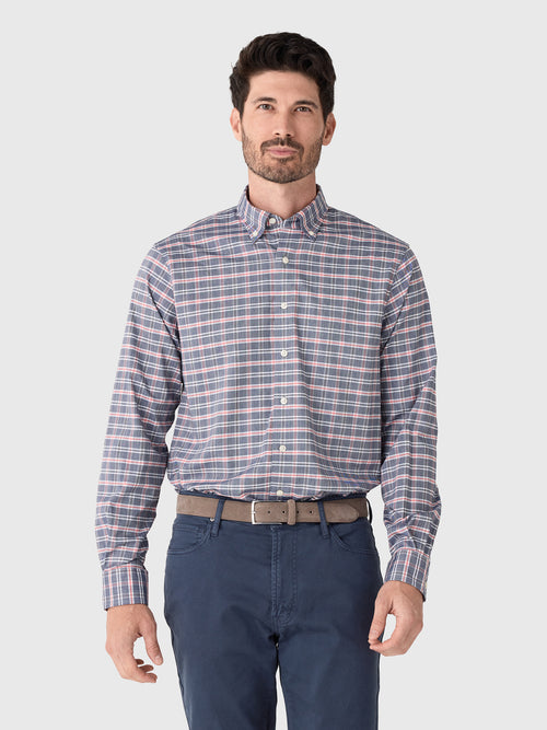 Johnnie-O Men's Basswood Plaid Performance Button-Down Shirt - Saint Bernard