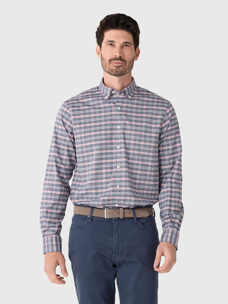 Johnnie-O Men's Basswood Plaid Performance Button-Down Shirt - Saint Bernard