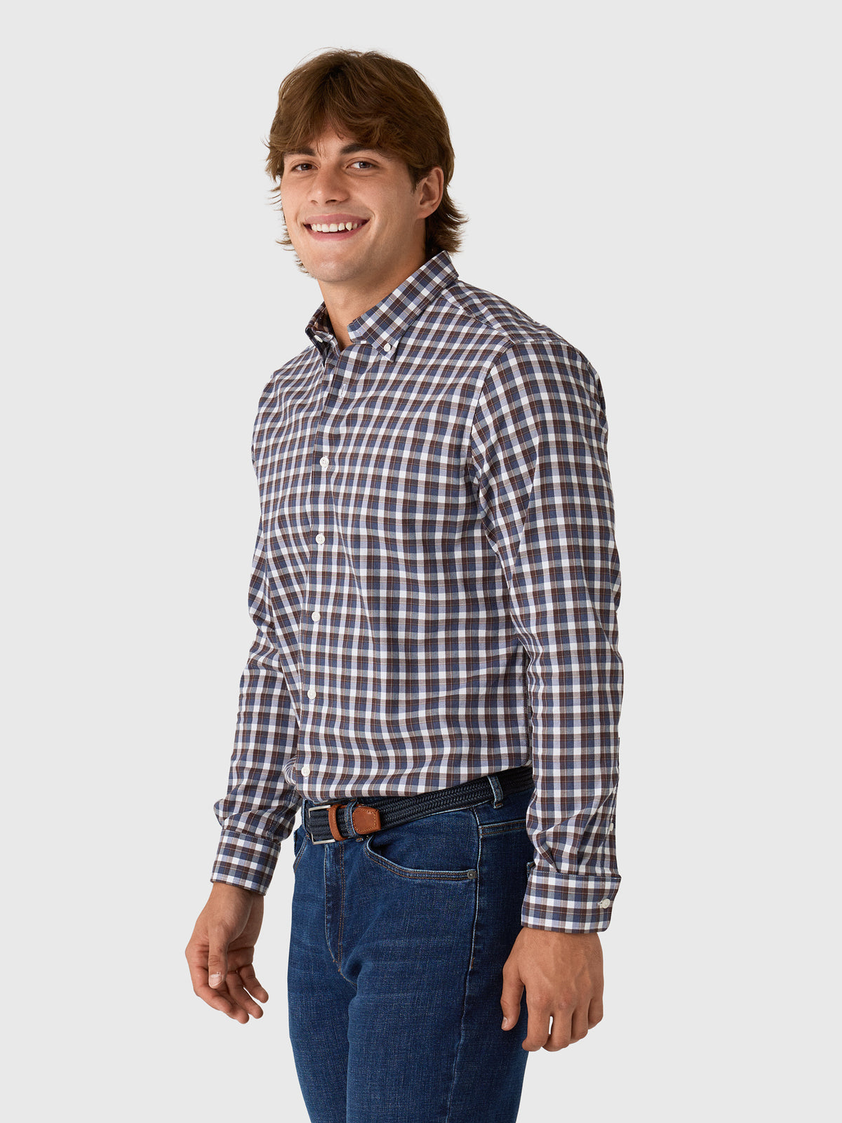Johnnie-O Men's Oak Bluffs Plaid Natural Performance Button-Down Shirt - Saint Bernard