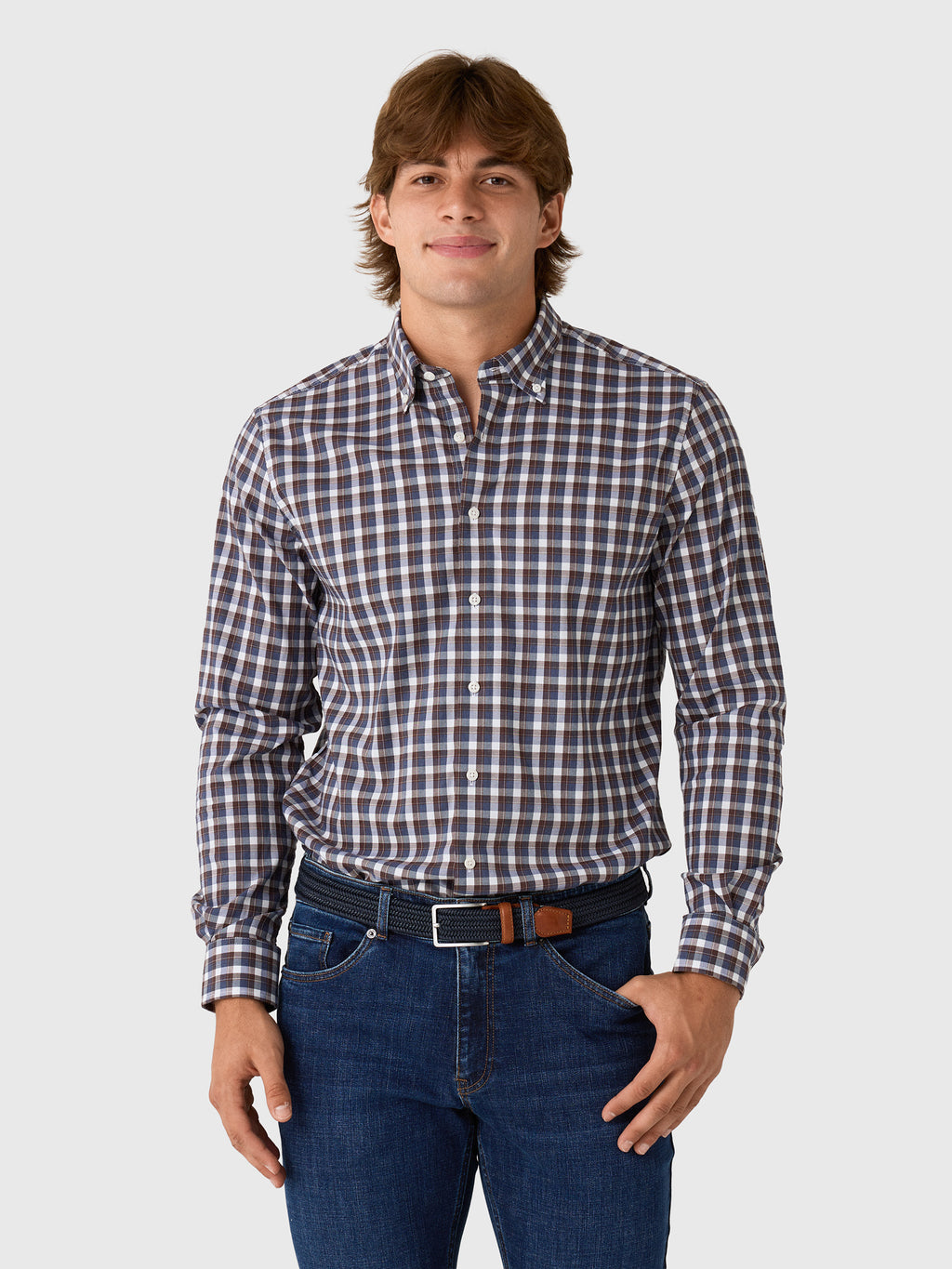 Johnnie-O Men's Oak Bluffs Plaid Natural Performance Button-Down Shirt - Saint Bernard