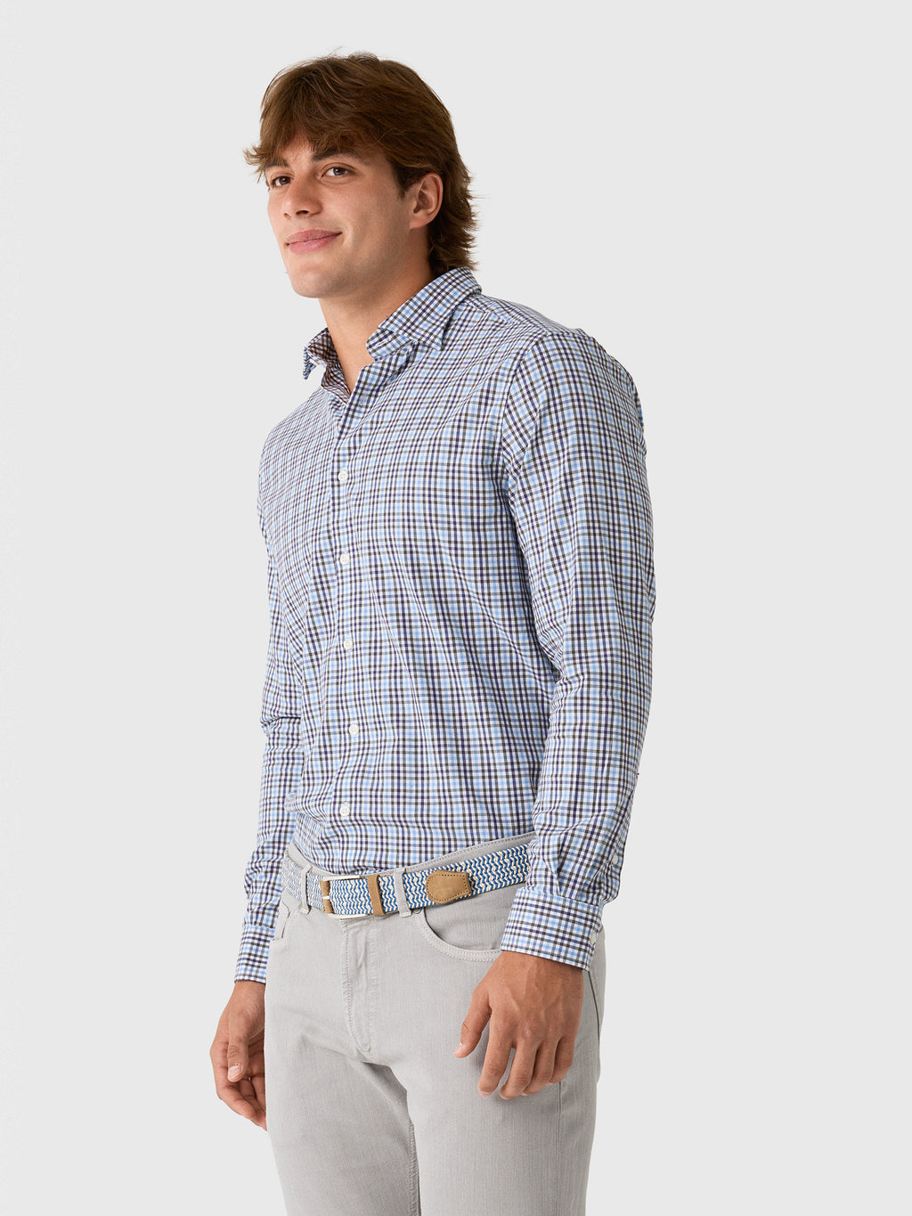 Johnnie-O Men's Highland Pane Performance Button-Down Shirt - Saint Bernard